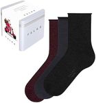 FALKE Women's Happy Box 3-Pack Socks Cotton Navy Black More Colours With Rolled Tops For A Soft Grip On The Leg To Wear All Year Round With Casual Or Dress Looks Or At Work Multipack 3 Pairs,