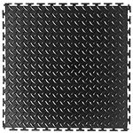 VersaTex Garage Floor 18 x 18 inch Square Rubber Diamond Plate Interlocking Floor Tiles for Home Gym, Garage Flooring, Trade Show Flooring, Basement Tiles, 16 Pack (Black)