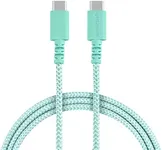 Smartish USB-C Charger for iPhone 16,15 - Crown Joule - 6 Foot Fast Fabric Wrapped 6ft Charging Cable 100W - [Nylon USB C to USB C Cord] Compatible w/Android, Pixel, Galaxy - MacBook Pro - Green