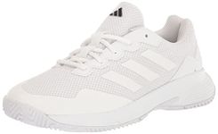 adidas Mens Gamecourt 2.0 Tennis Shoes Sneaker, White/White/Matte Silver, 5 US