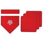 Franklin Sports Field Day Baseball Base Set - Throw Down Rubber Bases for Baseball + Softball with Home Plate - Portable Backyard Baseball, Softball, Kickball Bases - Easy Set Up Rubber Base Set Red