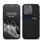 kwmobile Case Compatible with iPhone 15 Pro Case - TPU Phone Cover with Credit Card Holder - Black