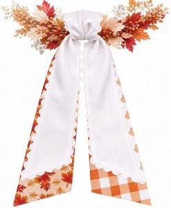 Ironraw 2 Pcs Fall Wreath Sash for Front Door, Layered Maple Leaf Style
