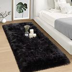 Housine®Imitation sheepskin rug | Bedroom Corridor living room decor | Faux fur bedside rug, decorative fur for chair, sofa, bed (60x150 cm - 2x5 Feet - Runner, Black)