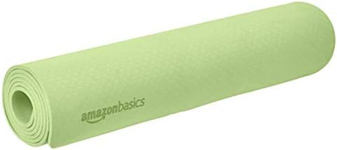 Amazon Basics 8mm Thick Green TPE Anti-Slip Yoga Exercise Mat for Pilates Yoga 188 x 61 x 0.8 cm Thickness