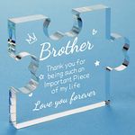 Funnli Gifts for Men Boys Acrylic Puzzle Plaque - Birthday Fathers Day Graduation for Brother 3.35 x 2.76 Inch Desk Decorations - Brother Son Nephew Grandson Gifts from Sister Brother