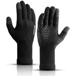 Pure Wool Winter Thermal Gloves Men Women Extra Warm Knit Gloves with Fleece Lined and Touchscreen for Cold Weather