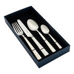 Personalised Engraved Westminster Adult 4 Piece 18/10 Stainless Steel Cutlery Set with A Bespoke Presentation Gift Box Professionally Engraved Steel Anniversary