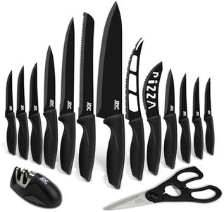 Lux Decor Collection Knife Set - 15 Piece Steak & Kitchen Knife Set - Black Stainless Steel Sharp Serrated Knife | Stainless Steel Knife Set | Rust Proof and Scratch Resistant Knives Set