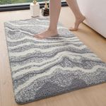 DEXI Microfibre Bath Mat 60 x 110 cm, Non-Slip Absorbent Bathroom Mats, Extra Soft Thick Absorbent Bathmat, Washable Rugs for Shower Floor, Grey