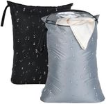 OTraki 2Pcs Exlarge Wet Bag 24x32 inch Reusable Waterproof Wet Dry Bag with Zipper Handle Wet Clothes Blanket Bedding Coat Sweater Machine Washable Laundry Bag for Travel Hotel Camping, Black & Grey