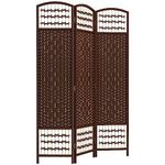 HOMCOM 3 Panel Room Divider, 5.6 ft Tall Folding Privacy Screen, Wave Fiber Freestanding Partition Wall Divider for Home Office, Brown