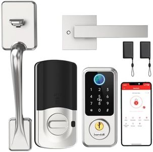 Smart Front Door Lock Handle Sets - Hornbill Alexa Smart Deadbolt with Latch Handlesets - Keyless Entry Keypad Door Lock with Handle - Bluetooth Smart Lock - Alexa/APP/Auto Lock/Keyfobs/Keys, Silver