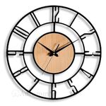 Auromin Stylish Metal Wall Clock for Living Room, Bedroom, Office, Kitchen, Home and Hall | Antique Fancy Big Size Modern Wall Watch for Home Decor (English Number, 50 cm)