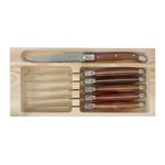 Laguiole by Zilicone Valet Steak Knives with Wooden Handle- Set of 6 Exquisite Steak Knives – Precision Craftsmanship for Culinary Excellence