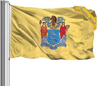 AZCOVER New Jersey Flag 3x5 Ft Made in USA, 3 Ply Double Sided State of New Jersey Flags with 2 Brass Grommets and Canvas Header, Heavy Duty Polyester Vivid Color Outdoor Banner
