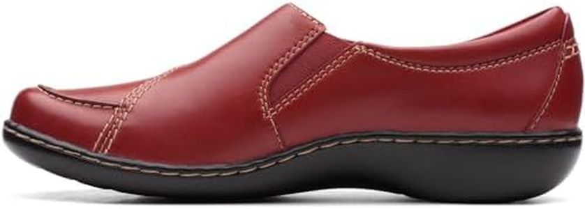 Clarks Women's Ashland Lane Q Slip-On Loafer, Red Leather, 5.5 US