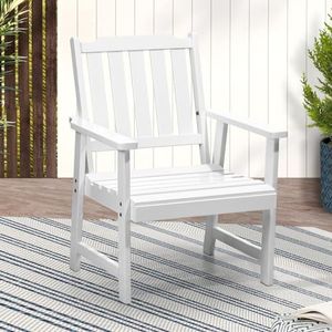 Livsip Outdoor Chair Wooden Armchair Outdoor Furniture Garden Patio Chair White