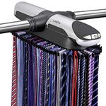 Aniva Motorized Tie Rack Best Motorised Closet Organizer with LED Lights, Includes J Hooks for Wired Shelving Stores Up to 72 Ties with 8 Belts, Rotation Operates with Batteries