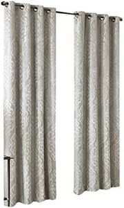 Sun Smart Mirage 100% Total Blackout Single Window Curtain, Knitted Jacquard Damask Room Darkening Curtain Panel with Grommet Top, 50 x 84 in, Silver