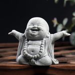 OwMell Japanese Jizo Monk Statue Praying, Buddha Jizo Statue Figurine Memorial Statue Aquarium Decoration for Garden Outdoor Ornament 2.6" - Laughing Buddha