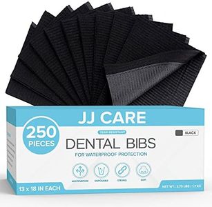 JJ CARE Dental Bibs [Pack of 250] - 13" x 18" Black Dental Bibs, 3 Ply Waterproof Dentist Bibs, Dental Bibs Disposable for Tattoo Bibs, Patient Bibs for Nail Art, Dental Napkins for Piercing