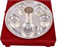 KUSHAL Creations Pack of 8 Silver Plated Dinner Set Pure Brass Luxury Dinner Set, Set of 08 Pieces, Best for Your Home and Gift Purpose