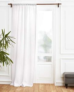 Solino Home White Linen Curtain 52 x 144 Inch, Light Filtering Rod Pocket Curtain 144 Inches Long, 100% Pure Linen European Flax Window Treatment Panel for Living Room, Bedroom