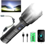 Deipto Rechargeable LED Flashlights 900000 High Lumens, Super Bright Powerful Flashlight with 7 Modes, IP54 Waterproof Handheld Tactical Flashlights for Outdoor Home Emergency Camping Hiking