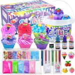 Elover Clear Slime Making Kits with Premade Slime for Kids DIY with 35 Sets Add-ins Jumbo Kit for 6-12 Years Old Girls Boys Present Party Favors