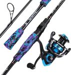 Sougayilang Fishing Rod and Reel Combo, Stainless Steel Guides Fishing Pole with Spinning Reel Combo for Bass Fishing- Purple- 5'10"- SL1000