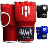 Hawk Padded Inner Gloves Training Gel Hand Wraps for Boxing Quick Wraps Men & Women Kickboxing Muay Thai MMA Bandages Fist Knuckle Wrist Protector Handwraps (Pair) (Red, L/XL)