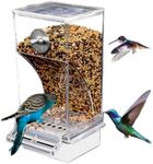 Automatic Bird Feeder,Splash-Proof No Mess Bird Feeder Bird Cage Accessories Acrylic Transparent Seed Bird Food Container for Parakeet Canary Cockatiel Finch,18.5x8.5x7.5CM