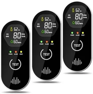 3 Packs Carbon Monoxide Detectors Plug-in, 4-in-1 CO & Gas Leak Alarm with Digital Display and 85dB Alert, Easy Install for Bedroom, RV, Camper — Portable Protection Anytime