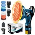 Saker Cordless Car Buffer Polisher - 6 Inch Portable Polishing Waxer Machine Kit for Car Detailing, with 2PCS 12V 2000mAh Battery, Extra 10 PCS Attachments