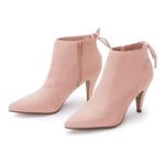 Womens Pointed Toe Stiletto Ankle Boots Low Kitten Heel Bowtie Strappy Fall Dress Booties Shoes, Dust Pink, 4 UK