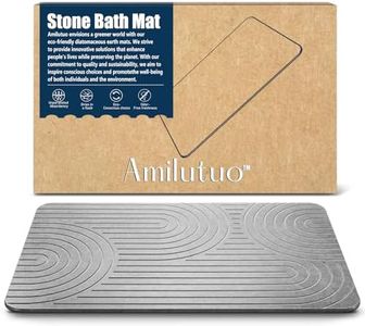 Amilutuo Tapis de bain en pierre, tapis de bain en pierre diatomite, antidérapant, à séchage rapide, mettez en valeur votre salle de bain avec ce tapis de bain absorbant (gris, 60 x 39 cm)