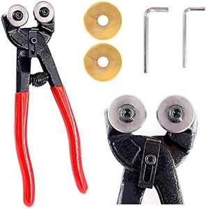 Swpeet 5Pcs Heavy Duty Glass Mosaic Cutter Kit, 8 Inch Wheeled Glass Nipper Pliers Tool with 2Pcs Replacement Blade and 2Pcs Allen Wrench
