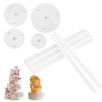 Cake Dowels Rods Set, 12 Cake Support Rods & 4 Cake Separator Plates, Cake Dowels for Tiered Cakes, Plastic Cake Stand Sticks for Multi-Layer Cake Construction Supporting - 4, 6, 8, 10 inch