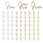 Honbon 10mm Jewellery Making Lobster Claw Clasps Hooks for Necklace and Bracelet/Findings Fasteners for Jewellery Making Accessories/DIY Making Art & Craft (Rose Gold,Silver & Golden Lobster 120Pcs)