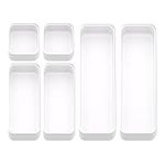 6 Piece Stackable Plastic Organizer Drawers Set, Multifunctional Stackable Storage Trays, Best For Kitchen, Bedroom, Bathroom, Makeup Desk Drawer Organizers