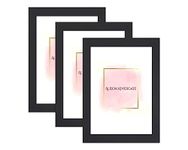 Alison Kingsgate Pack of 3 Matte Black 17x11 Inch Frame With Safe Perspex Front - Set of 3 17" x 11" (43.2 x 27.9cm) Matte Black Frames - Display Portrait & Landscape - Handmade Frames