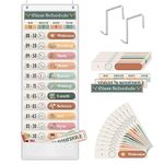 Godery BOHO Daily Schedule Pocket Chart for Classroom with 24 Cards，Welcome Back to School Classroom Decorations, White