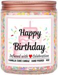 Homsolver Birthday Candles Gifts for Daughter Sister Birthday Cake Scent Handmade Candles, Ideal Birthday Gifts for Women, Happy Birthday Candles with Candy granule decoration, Birthday Decor