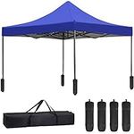 FDW 10 x 10ft Pop Up Canopy Tent,Party Tent Ez Up Canopy Sun Shade Wedding Instant Folding Protable Better Air Circulation Outdoor Gazebo with Backpack Bag (Blue)