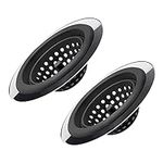 Sink Strainers 2 Pack Flexible Silicone and Stainless Steel Kitchen Sink Filter Screen Drainer Baskets Large Wide Rim Rust Free,Prevent Food Residues from Clogging Bathroom Floor Stopper