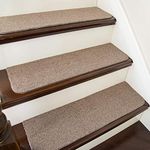 COSY HOMEER Stair Treads Non-Slip Carpet Mat 28inX9in Indoor Stair Runners for Wooden Steps, Stair Rugs for Kids and Dogs, 100% Polyester TPE Backing 10pcs,Beige