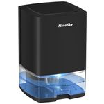 NineSky Dehumidifier for Home, 30oz Water Tank,(300 sq.ft) Dehumidifiers for Bedroom, Bathroom, Basement with 7 Colorful Lights, Auto Shut Off(C1 Black)