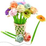 11Pcs Flower Pens Sunflower Rose Shaped Ballpoint Pens, Creative Artificial Flowers Gel Ink Pen 0.5 mm Flower Writing Pen for Kids Girls Women, Home Office School Gift Supplies (Mixed)