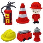 FunBlast Erasers for Kids – 6 Pcs Fire Rescue Team Erasers, Fancy Erasers for School & Office, Stationery Gift for Kids, Kawaii Erasers for Kids, Girls, Birthday Return Gift for Kids (Multicolor)